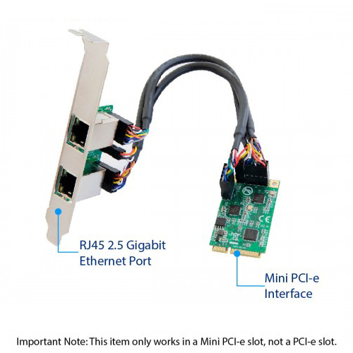 Dual 2.5 Gigabit mini PCIe Ethernet Network Expansion Card